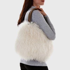 White Mongolian Lamb Fur Hand Bag